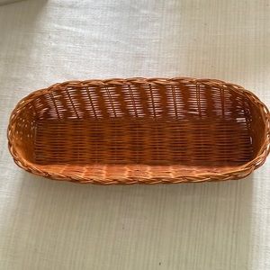 Oblong Reddish-Orange Woven Basket